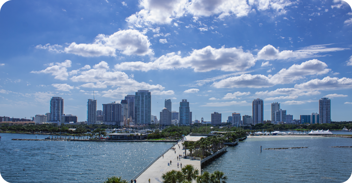St. Petersburg, FL skyline across the water