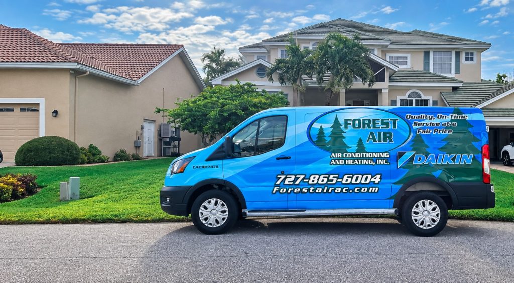 Forest Air Conditioning & Heating service van parked outside a home in St. Petersburg, FL