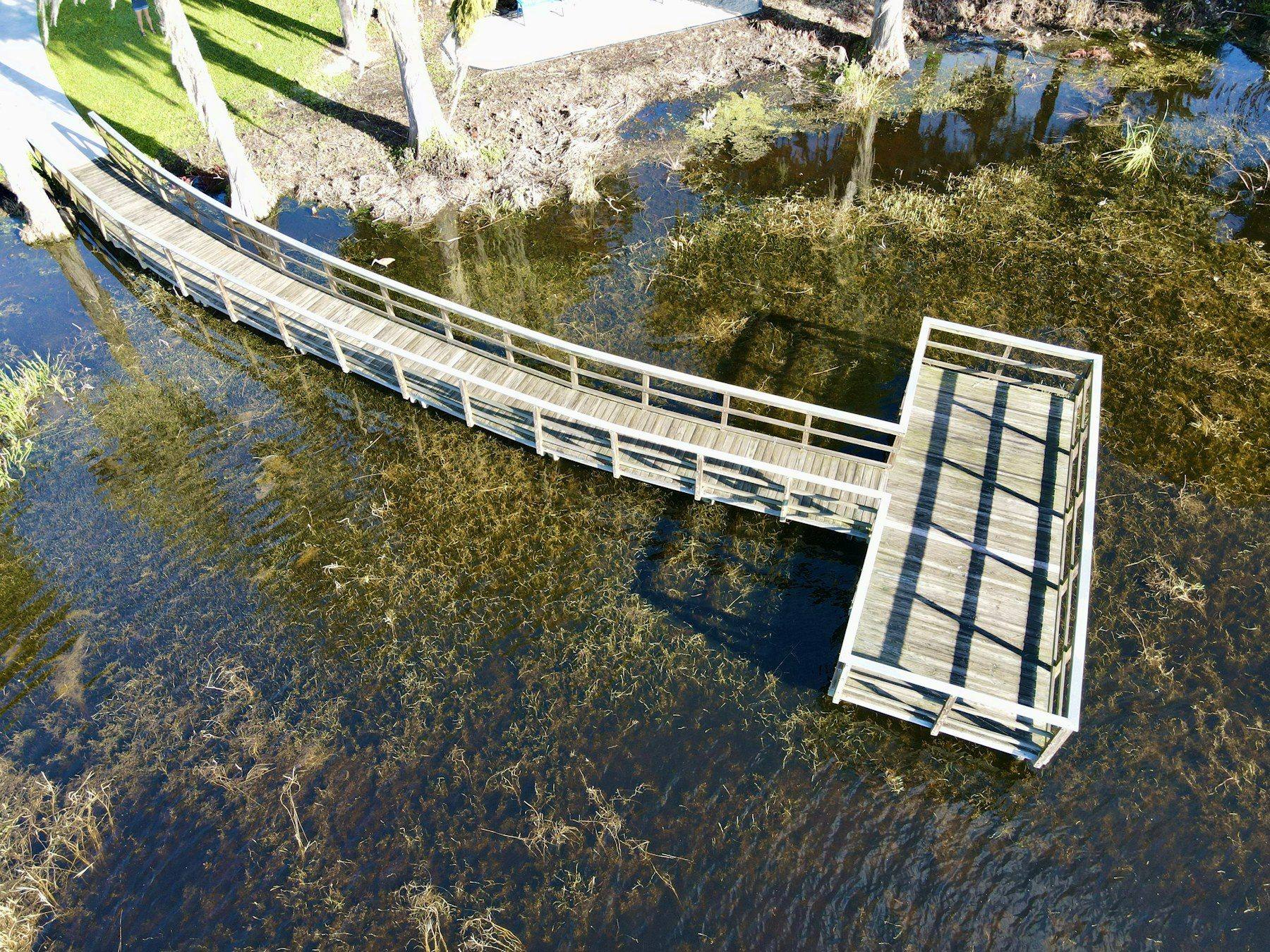 Wooden dock on Lake Tarpon near East Lake, FL